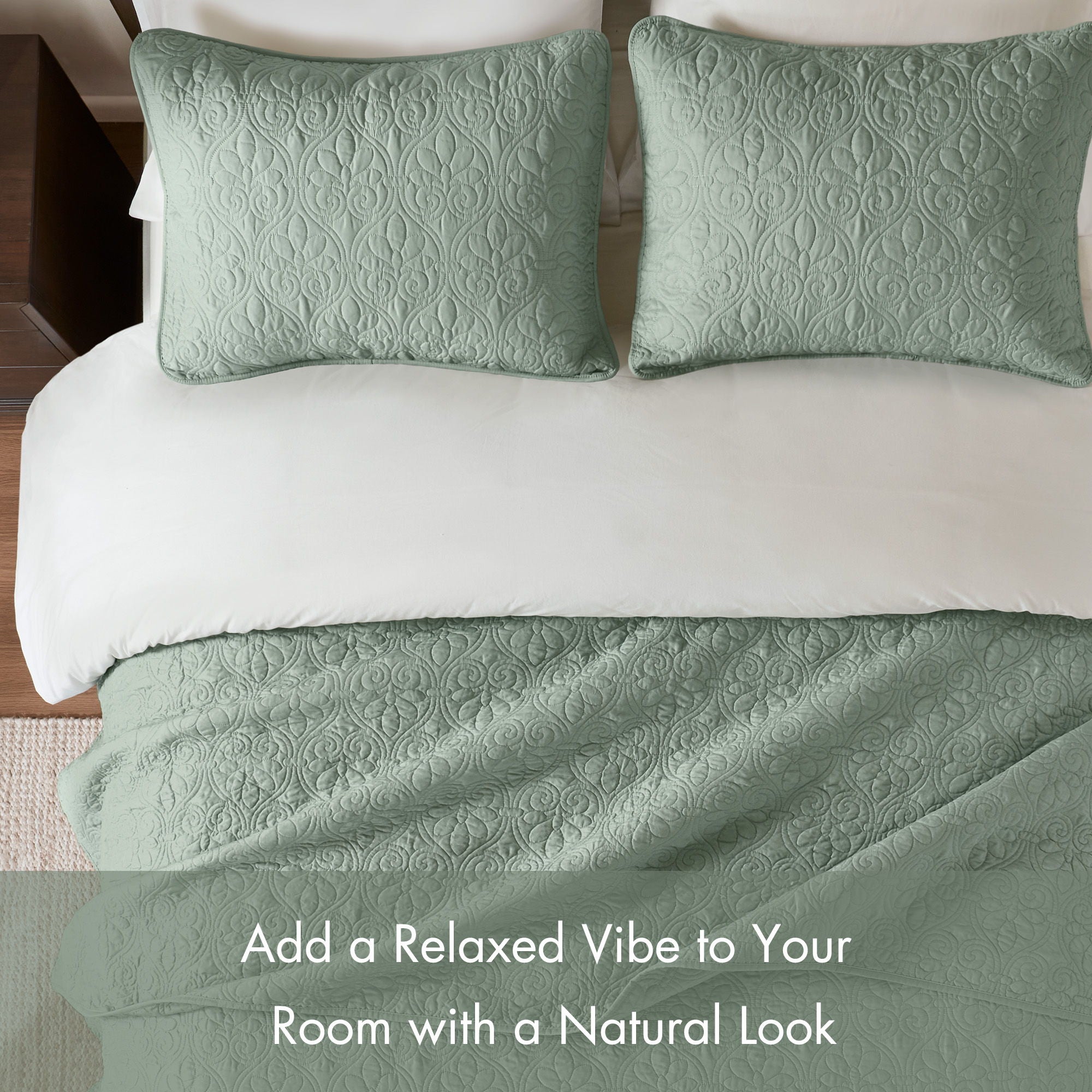 Quebec - King Reversible Coverlet Set - Seafoam