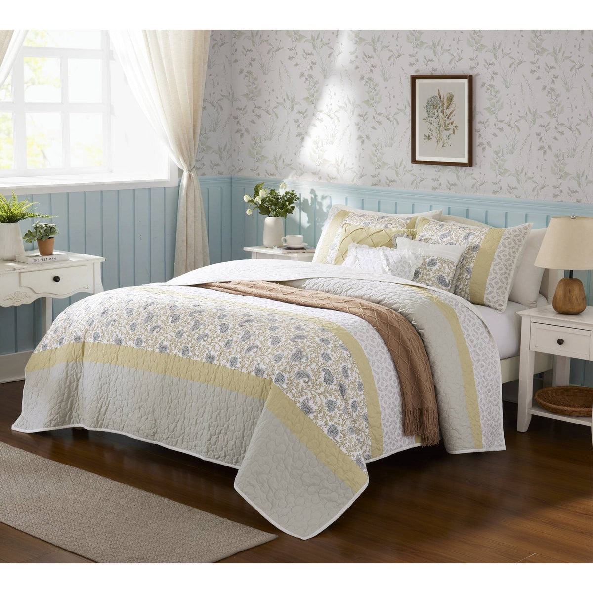 Dawn - 6 Piece Reversible Coverlet Set - Yellow