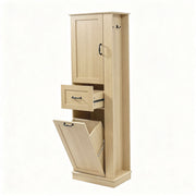 Modern Tall Storage Cabinet With Tilt-Out Compartment, Adjustable Shelves
