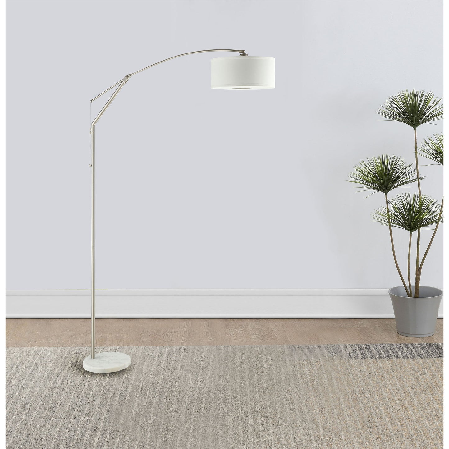 Jamison - Drum Shade Arc Adjustable Floor Lamp - Chrome