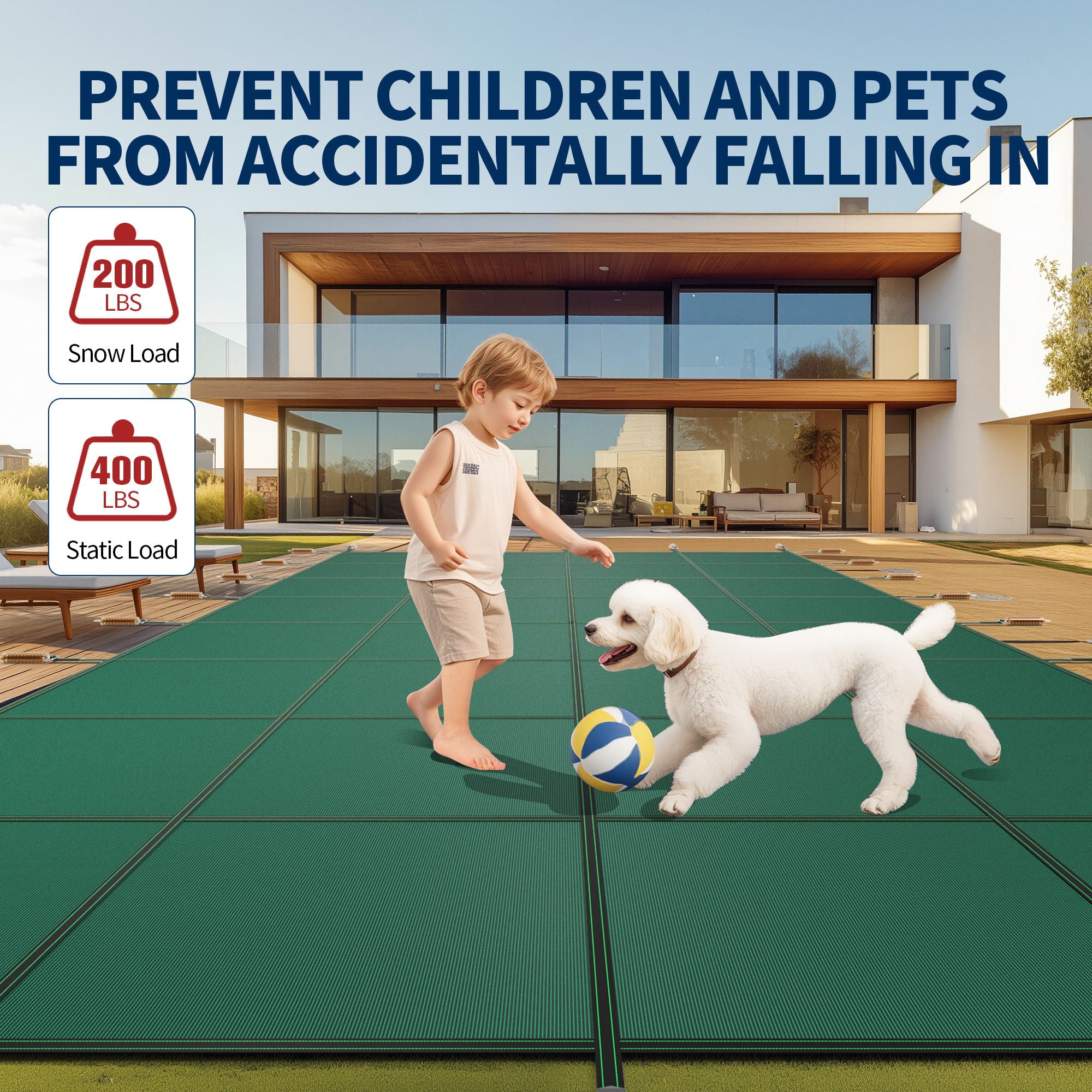 Swimming Pool Safety Cover - Dark Green
