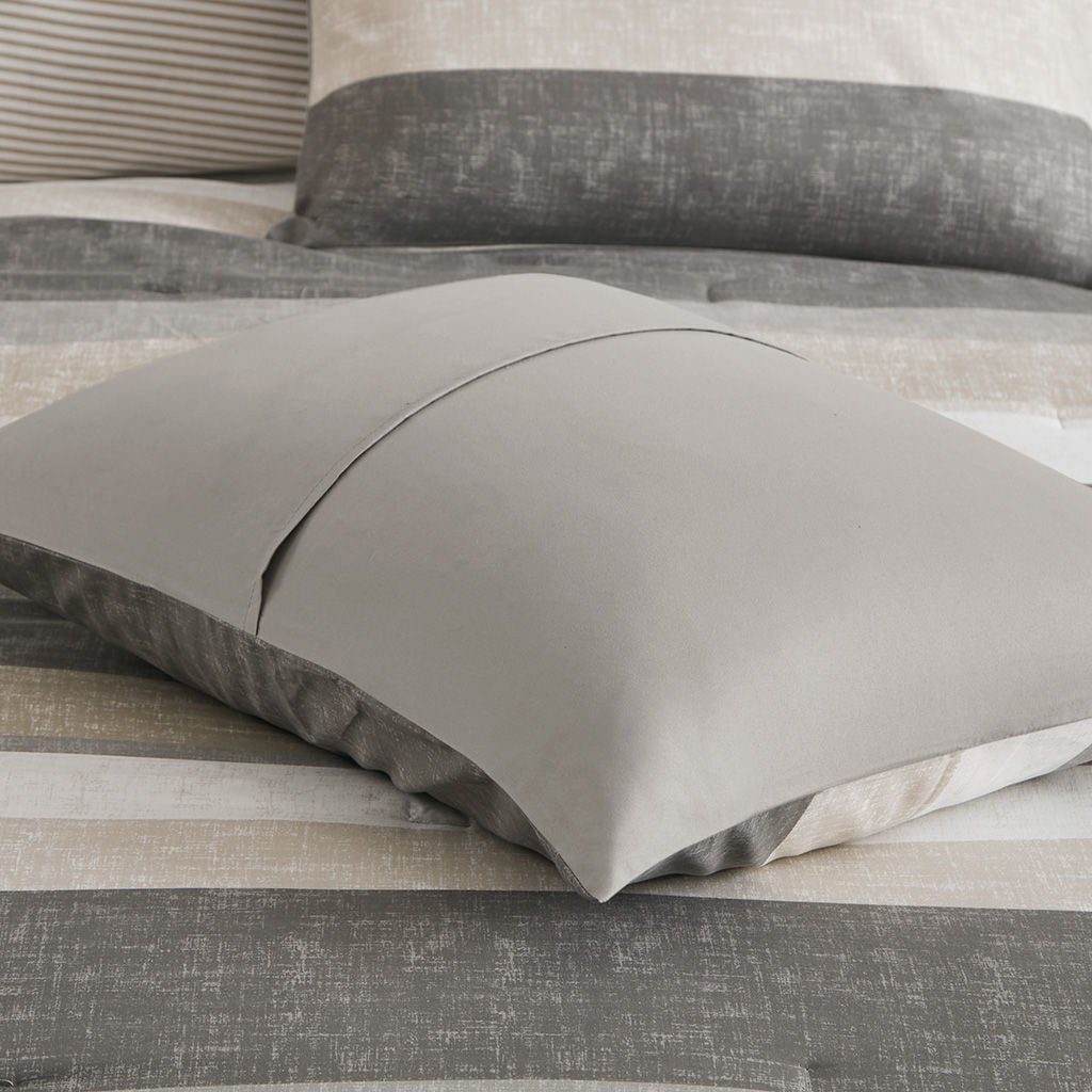 Jaxon - Stripe Comforter Set With Bed Sheets - Taupe