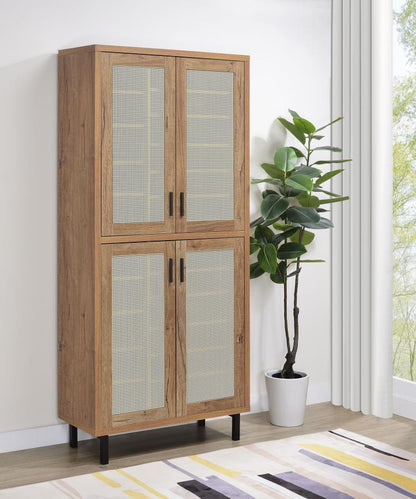 Teller - 4-Door Tall Shoe Storage Cabinet - Natural Oak