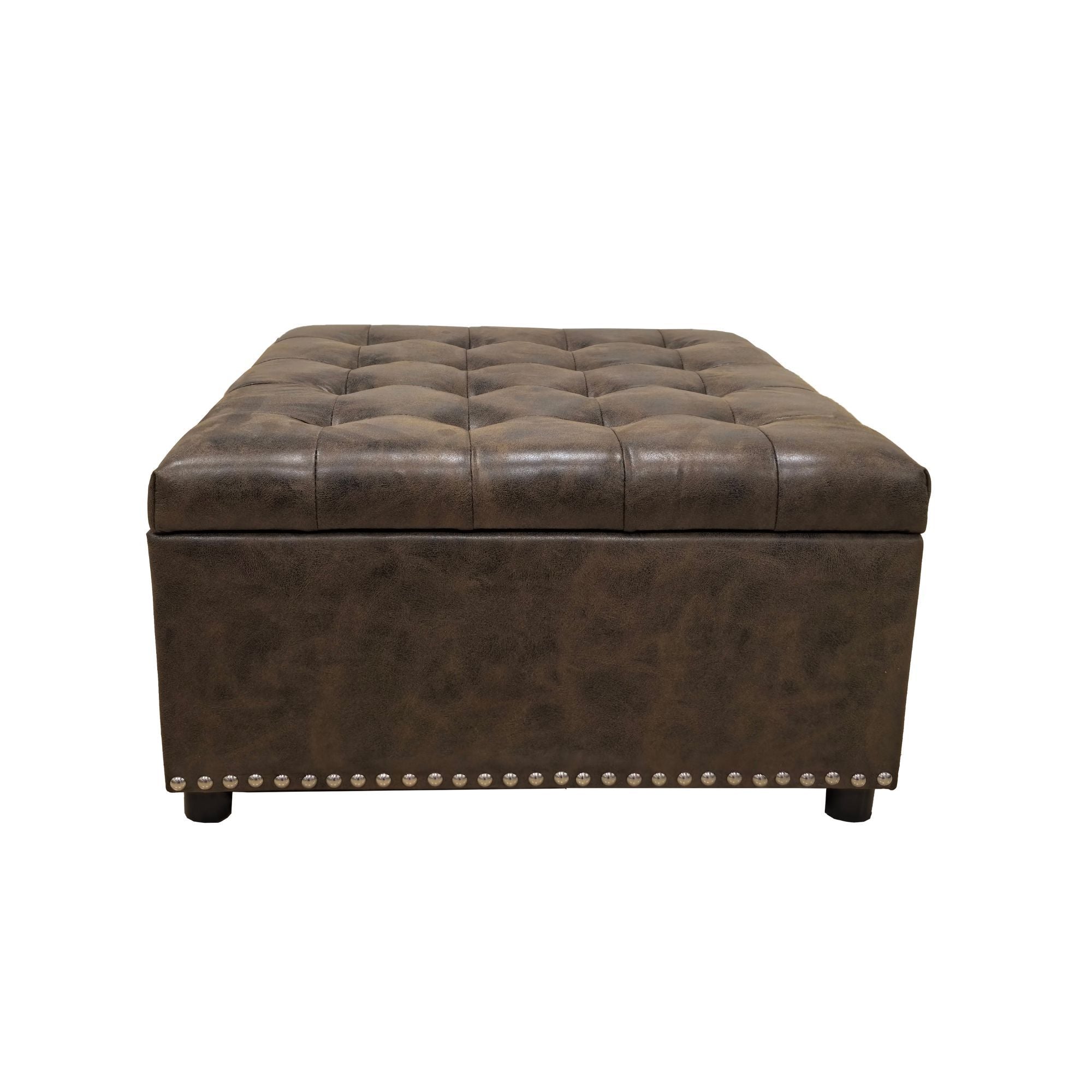 Tufted Storage Ottoman - Dark Brown