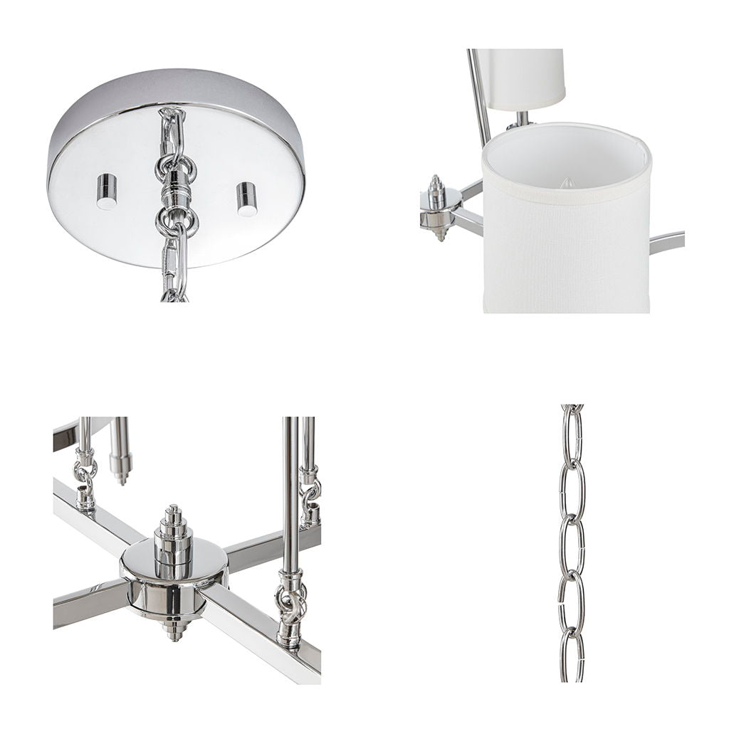 Elegenza - 6-Light Chandelier With Fabric Drum Shades - Chrome