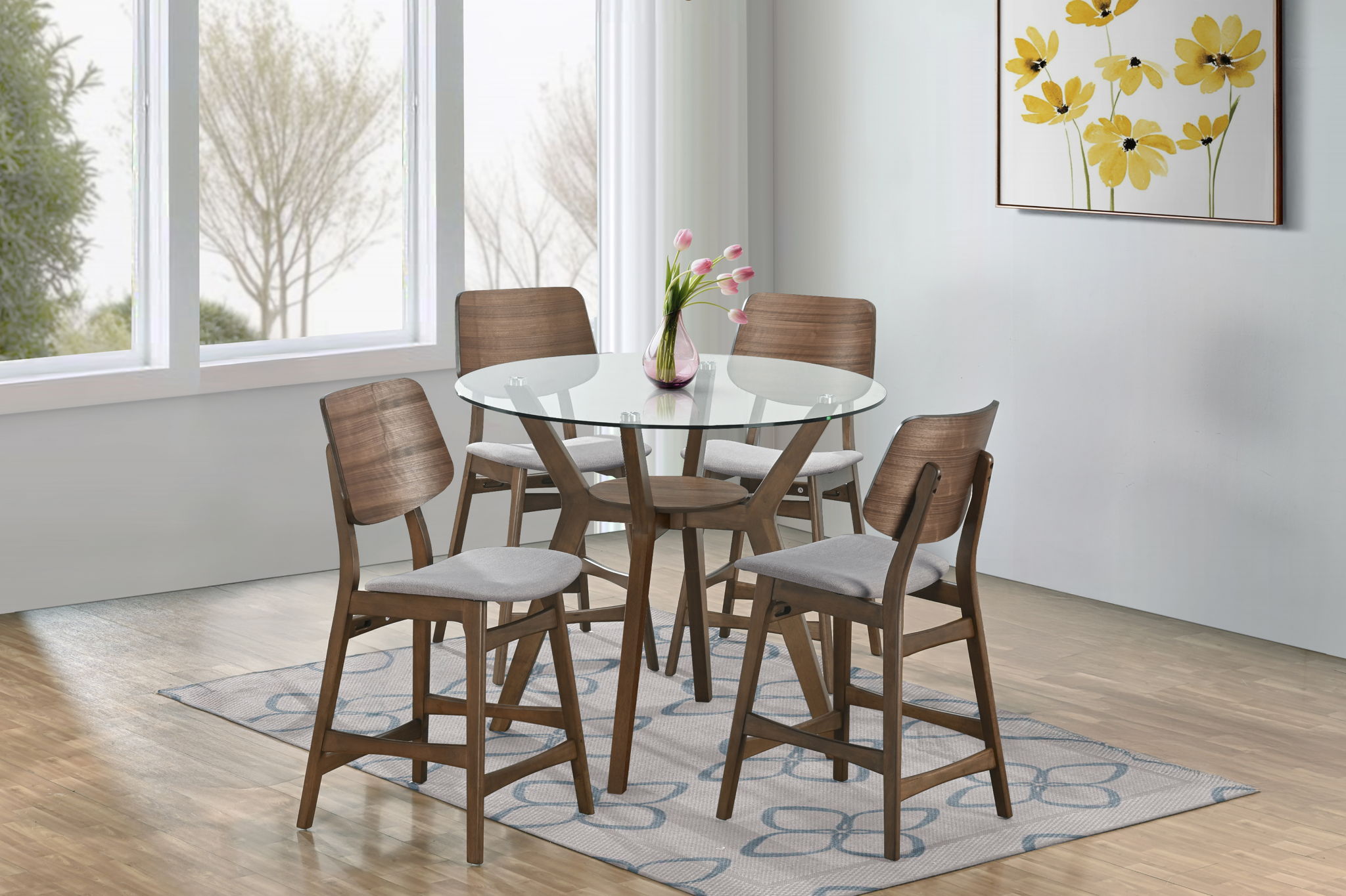 Oscar - Round Glass Counter Table Set