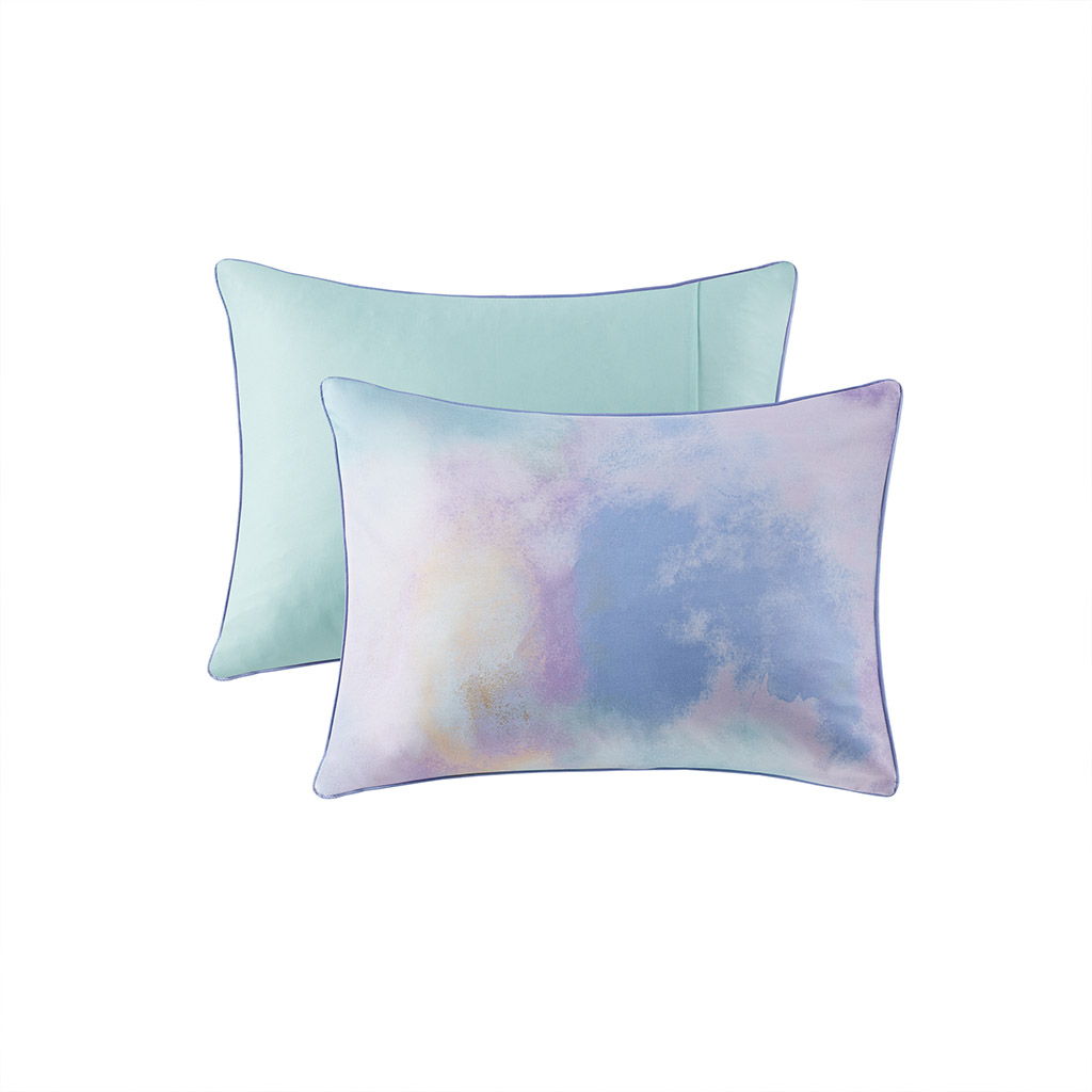 Cassiopeia - Watercolor Tie Dye Printed Comforter Set - Aqua