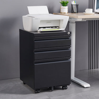 Contemporary 3 Drawer Mobile Filing Cabinet With Lock, Metal Office Storage For Legal / Letter Size