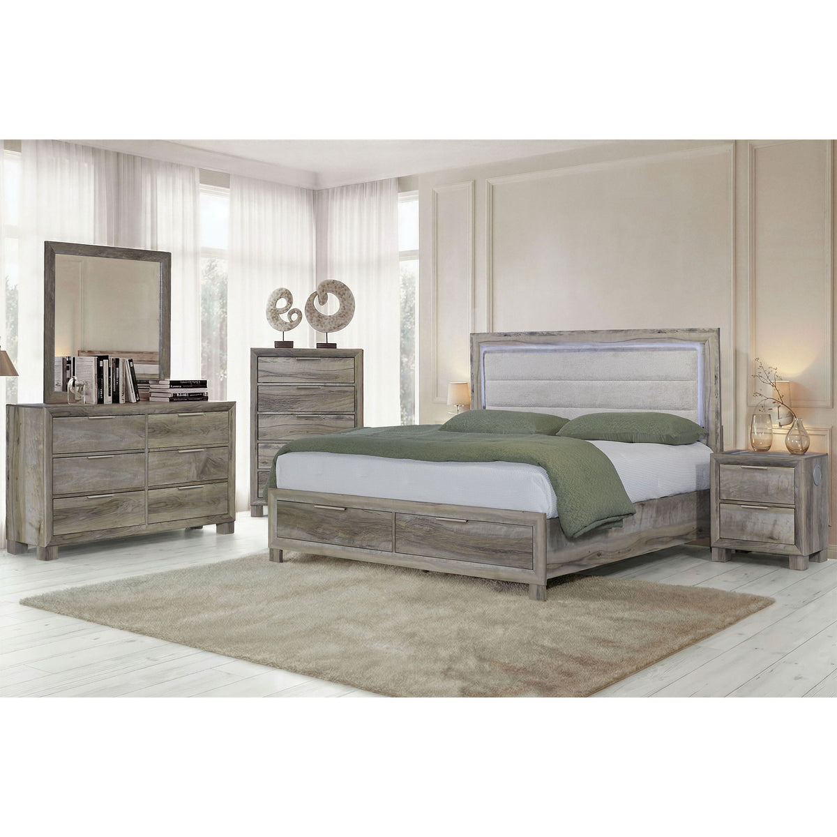 Cllisie - 5 Piece Bedroom Set With Padded Headboard