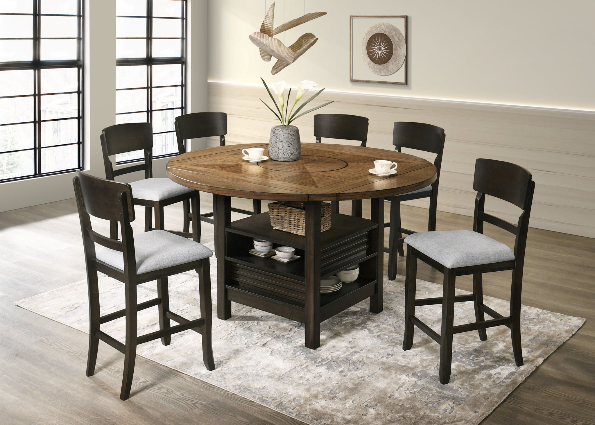 Oakly - Counter Height Chair (Set of 2) - Pearl Silver / Charcoal