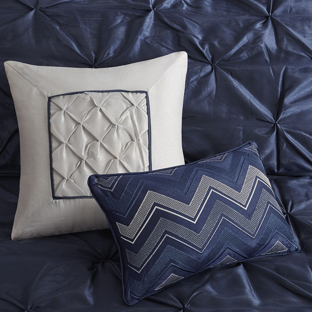 Laurel - King 7 Piece Tufted Comforter Set - Navy