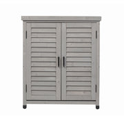 Potting Bench With Storage Cabinet And Metal Table Top For Outdoor
