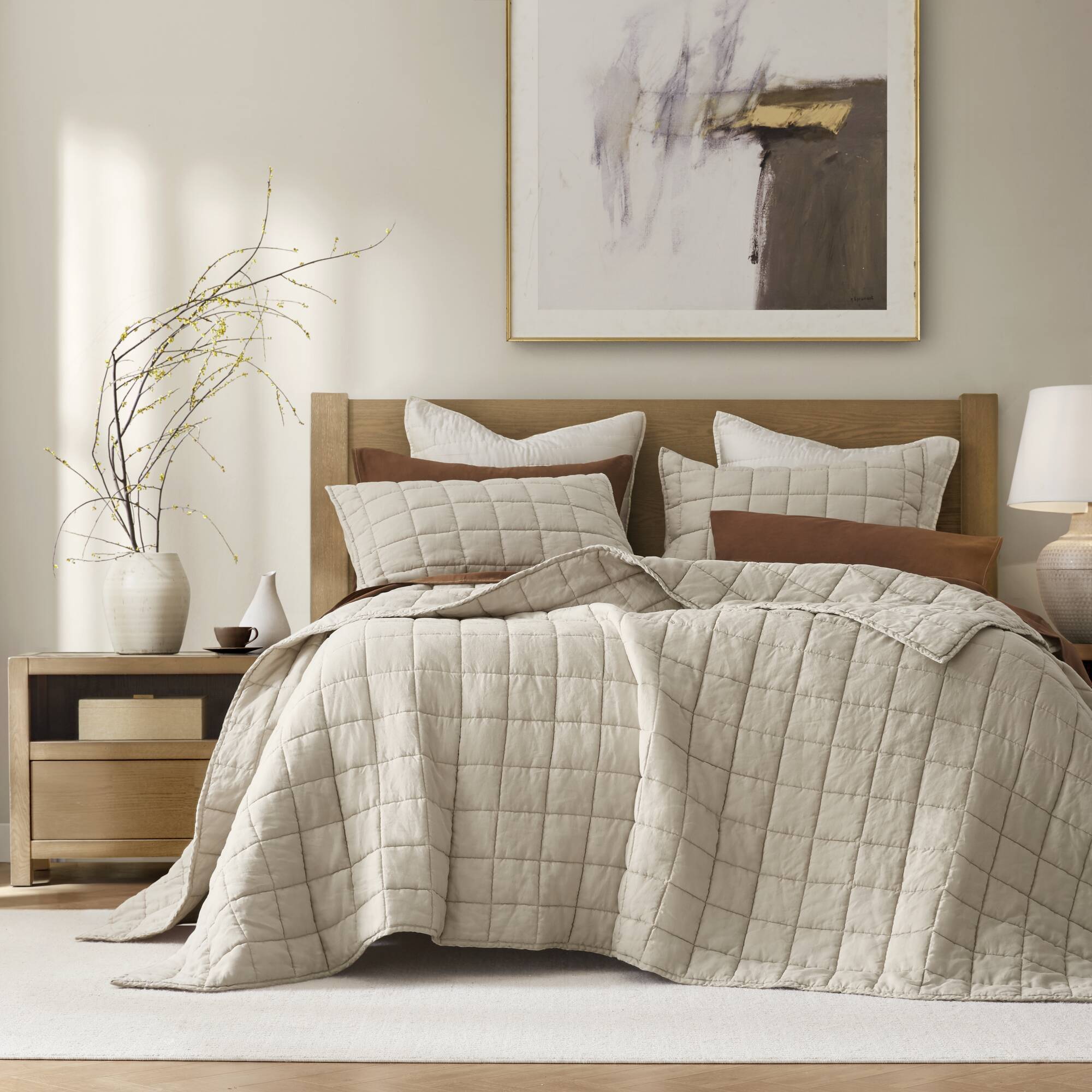French Flax - King/California King Linen Garment Washed Quilt Set - Linen