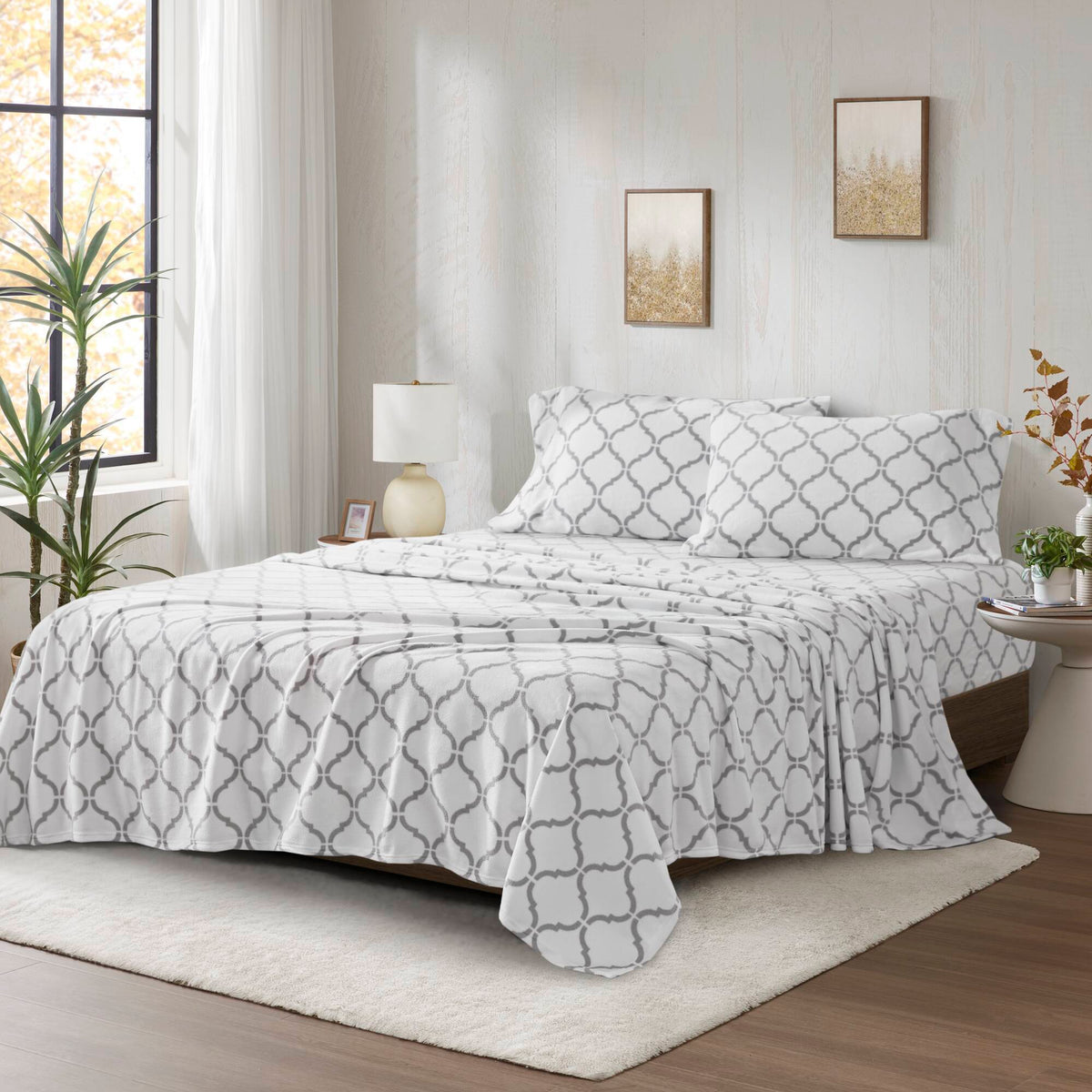 Micro Fleece - Twin Sheet Set - Gray Geo
