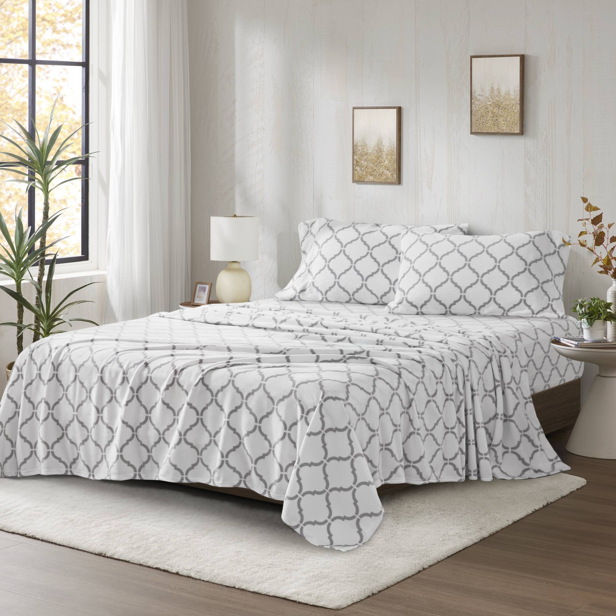 Micro Fleece - Sheet Set - Gray Geo
