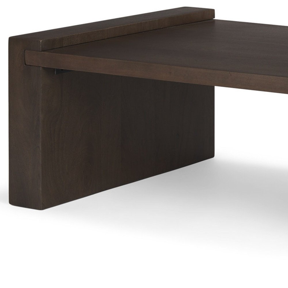 48" Dark Brown Solid Wood Sled Coffee Table