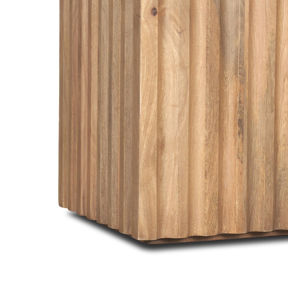 22" Brown Solid Wood Square Block End Table