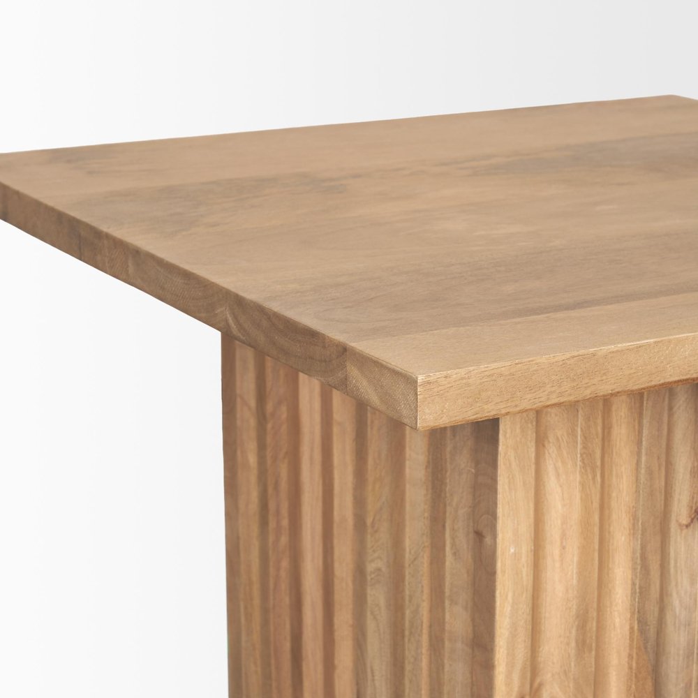 22" Brown Solid Wood Square Block End Table