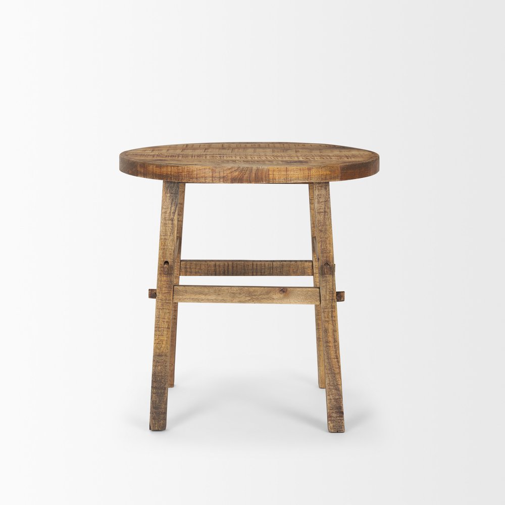 26" Brown Distressed Solid Wood End Table
