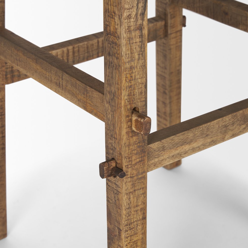 26" Brown Distressed Solid Wood End Table