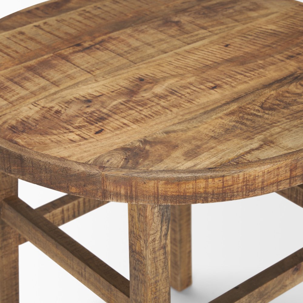 26" Brown Distressed Solid Wood End Table