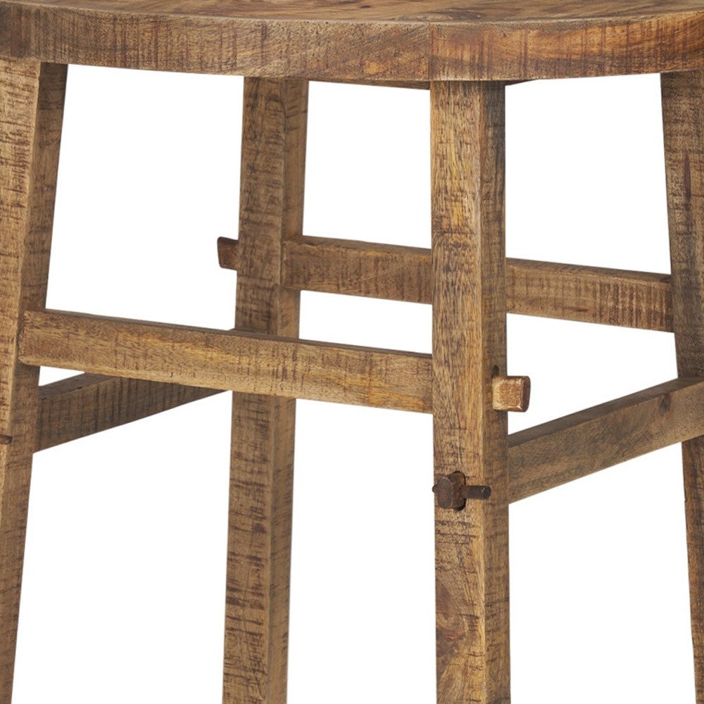 26" Brown Distressed Solid Wood End Table