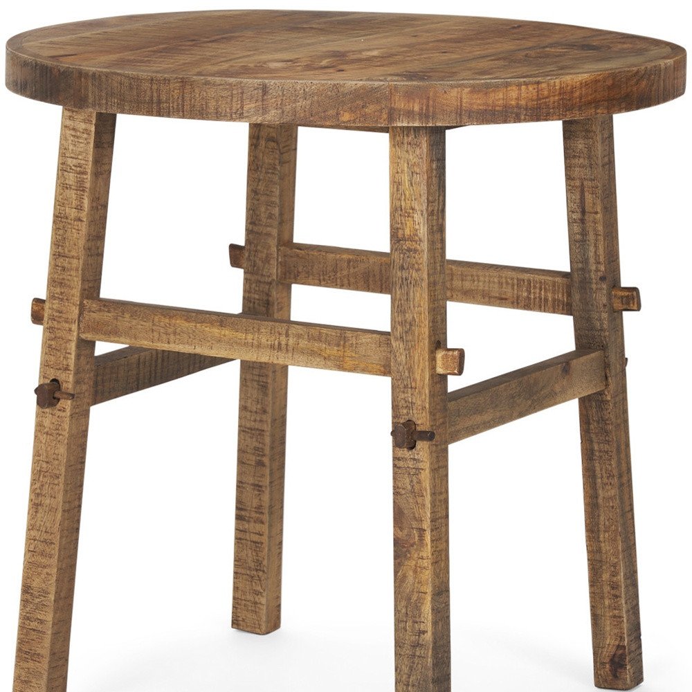 26" Brown Distressed Solid Wood End Table