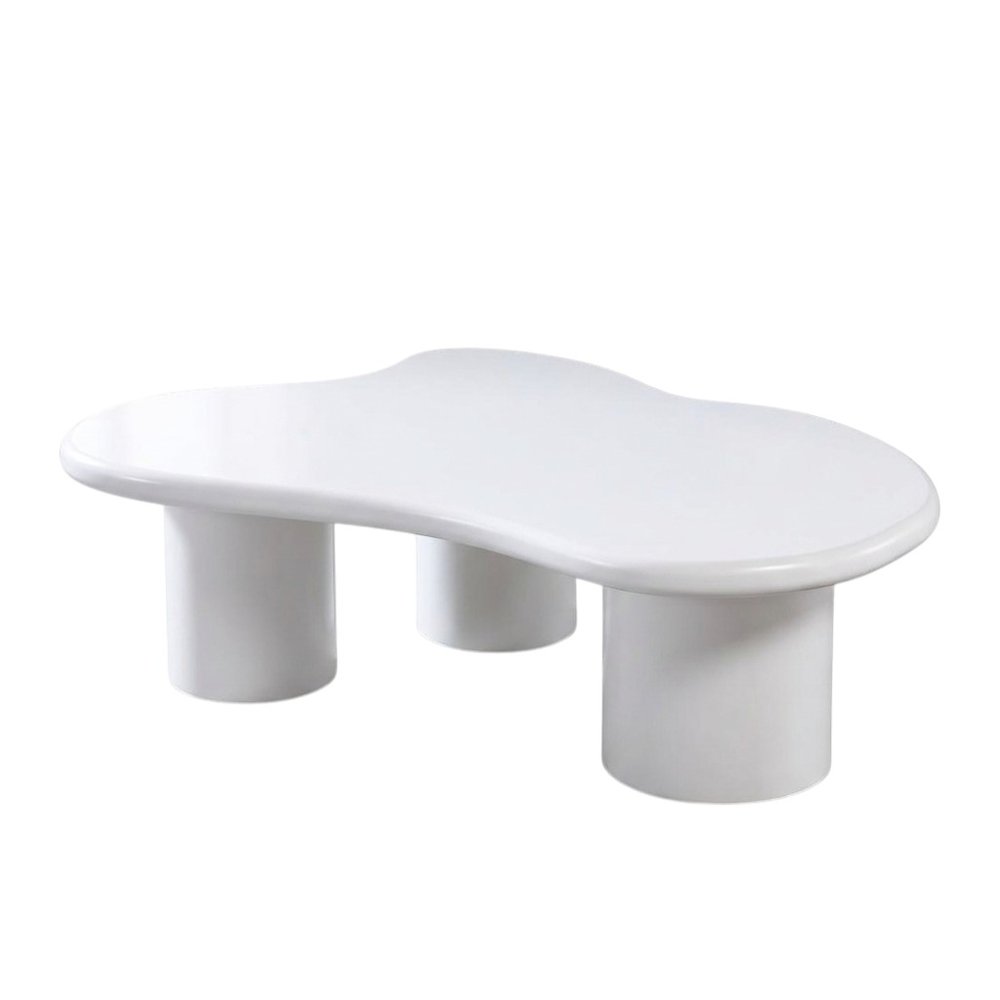 33" White Solid Wood Free Form Coffee Table