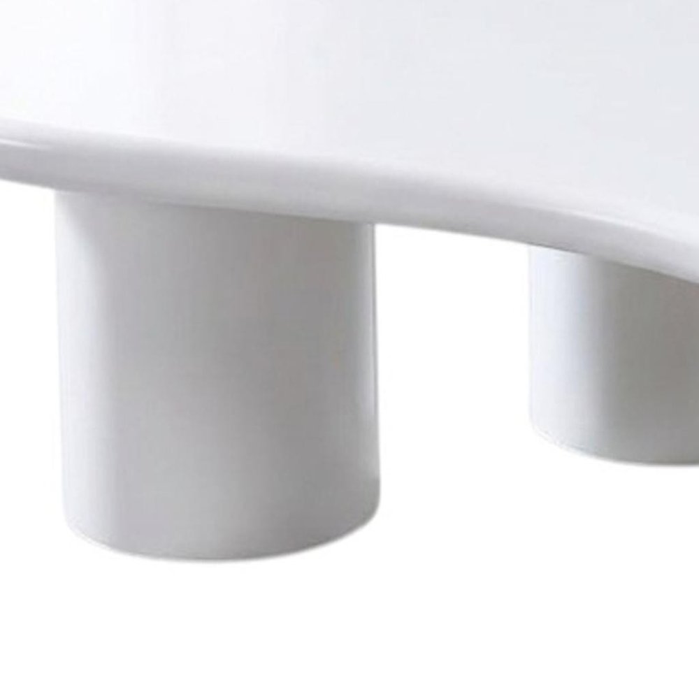 33" White Solid Wood Free Form Coffee Table