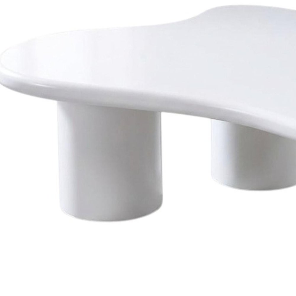 33" White Solid Wood Free Form Coffee Table