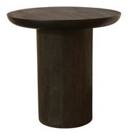 24" Dark Brown Distressed Solid Wood Round Pedestal End Table
