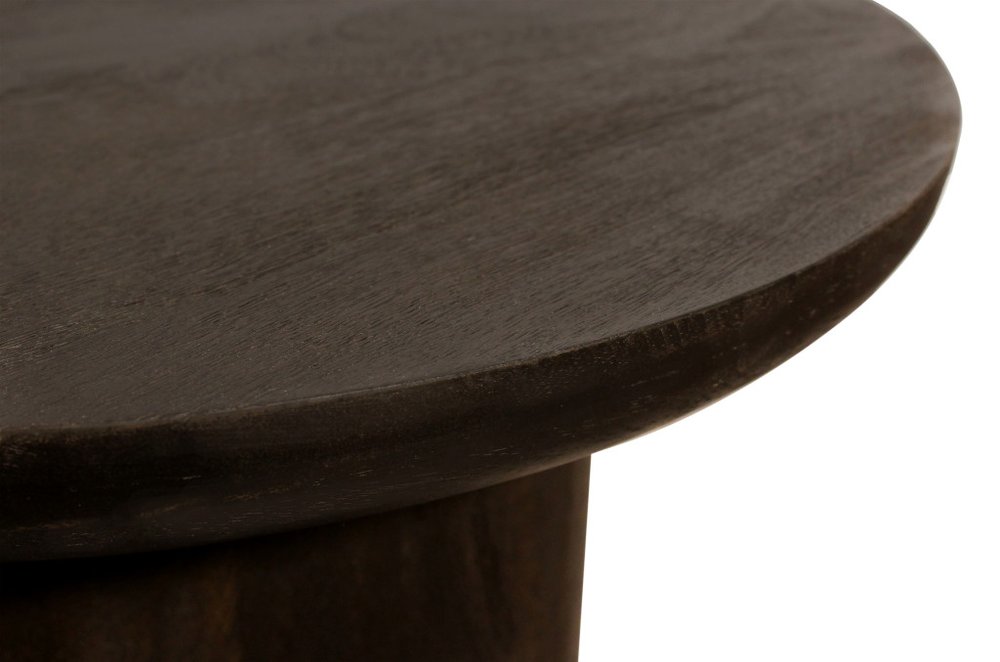 24" Dark Brown Distressed Solid Wood Round Pedestal End Table