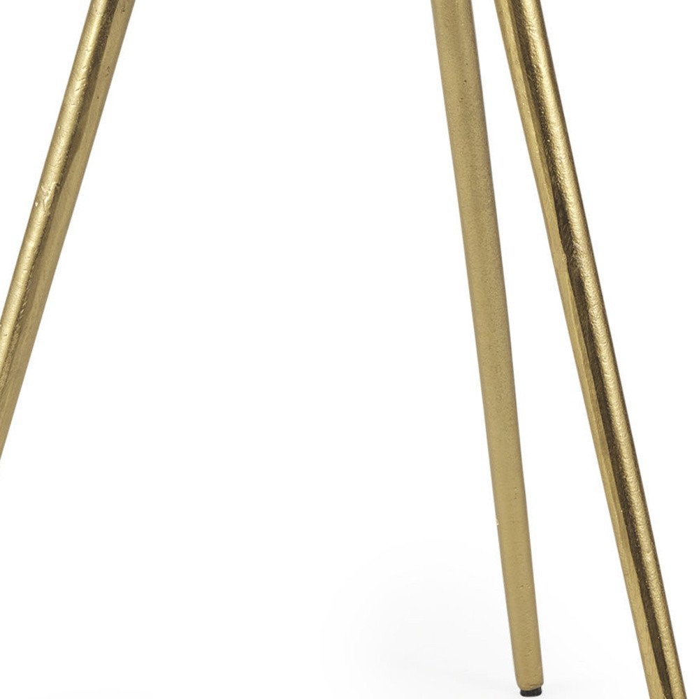18" White and Gold Stone and Metal Tray Table