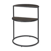 19" Espresso and Black Solid Wood and Metal Tray Table