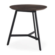 23" Espresso and Black Solid Wood and Metal Tray Table