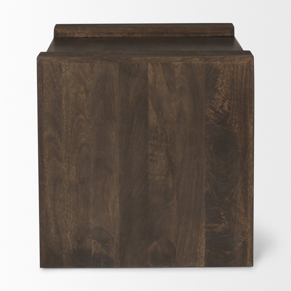 22" Espresso and Brown Solid Wood and Wood Tray Table
