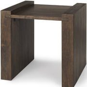 22" Espresso and Brown Solid Wood and Wood Tray Table
