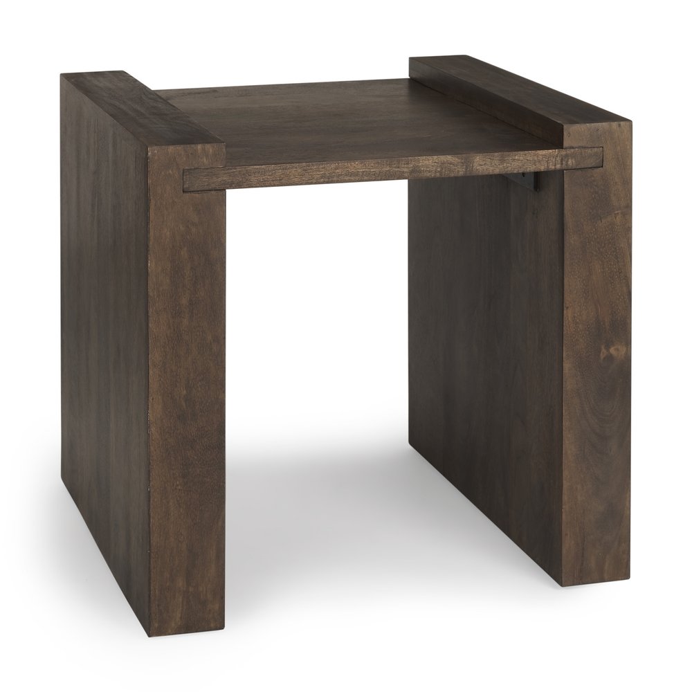 22" Espresso and Brown Solid Wood and Wood Tray Table