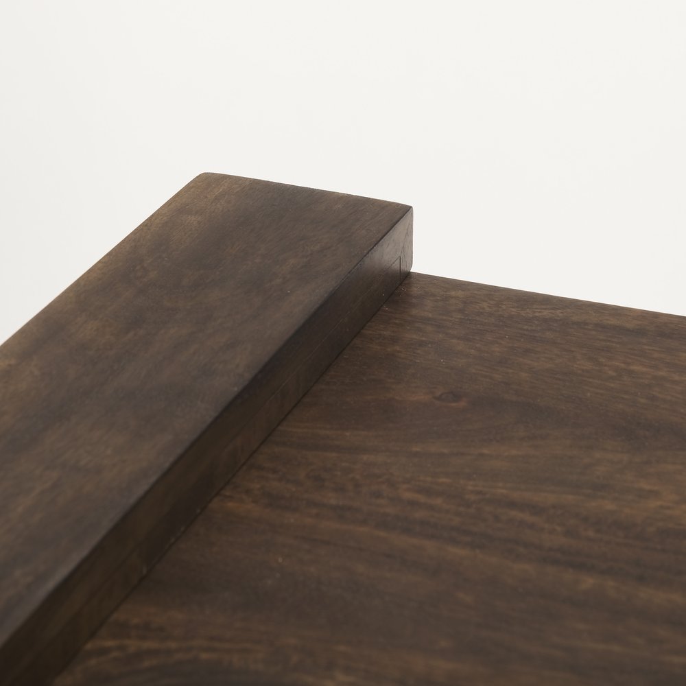 22" Espresso and Brown Solid Wood and Wood Tray Table