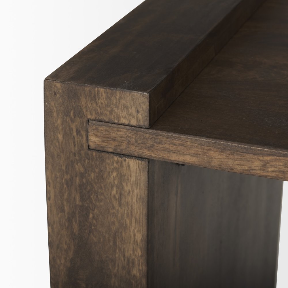 22" Espresso and Brown Solid Wood and Wood Tray Table