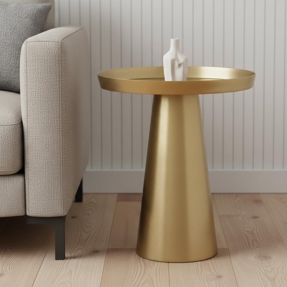 18" Brass Aluminum Tray Table