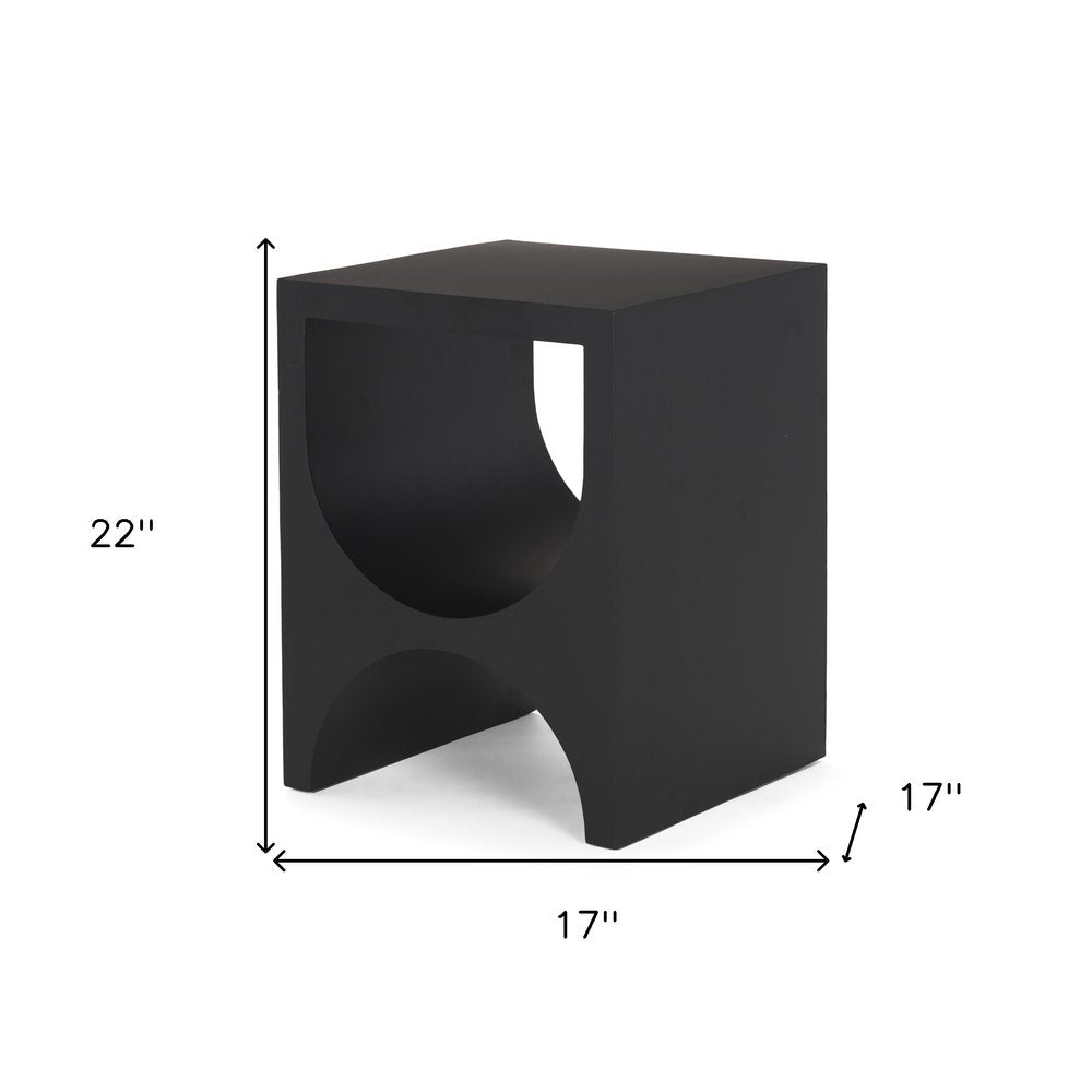 22" Black Iron Square Sled End Table