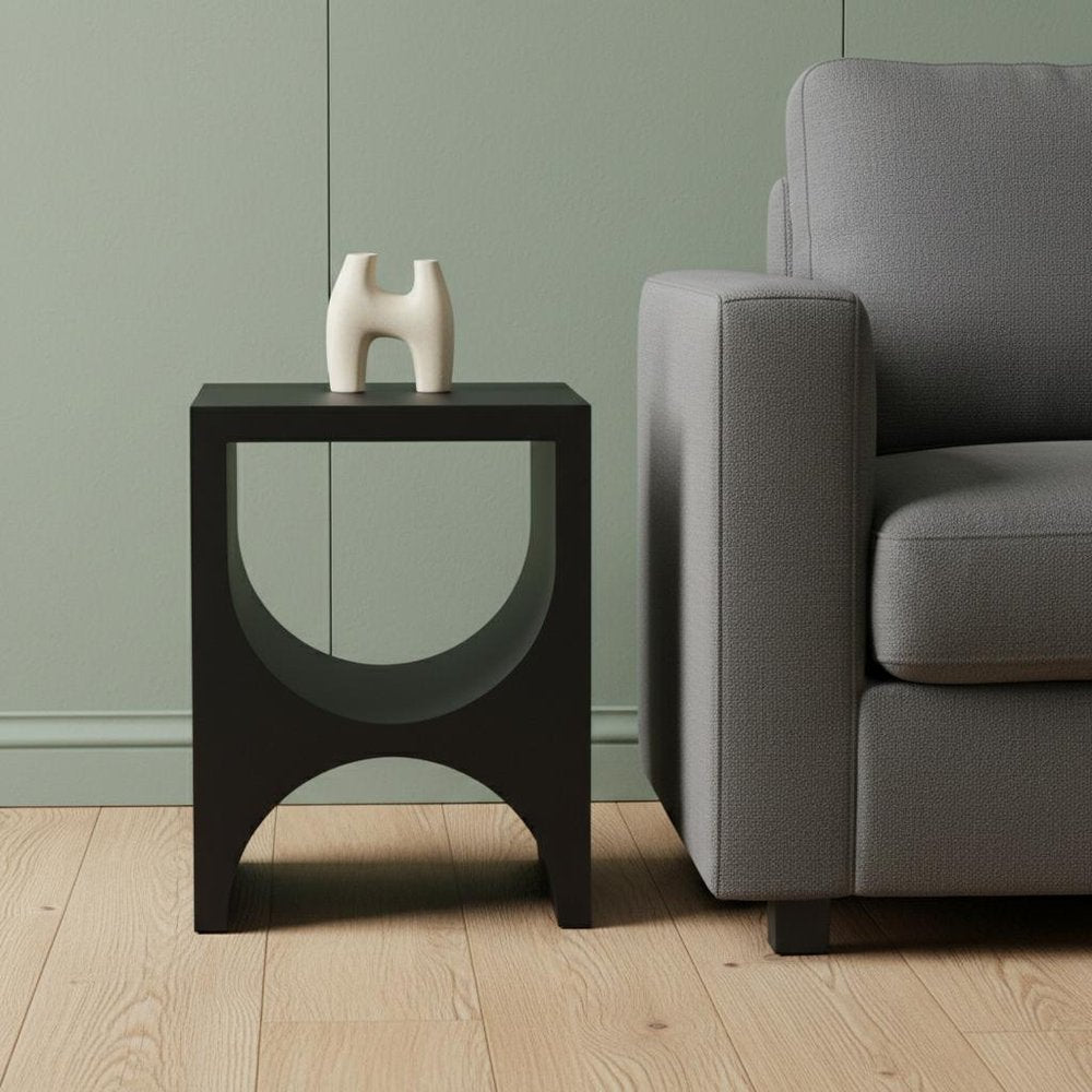 22" Black Iron Square Sled End Table