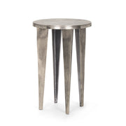21" Silver Distressed Aluminum Round End Table