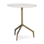 20" White and Gold Stone and Iron Oval End Table