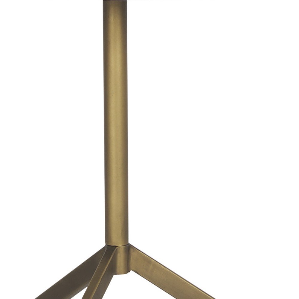 20" White and Gold Stone and Iron Oval End Table