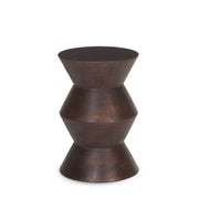 18" Dark Brown Solid Wood Round Block End Table