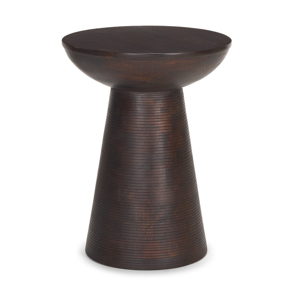 21" Redwood Solid Wood Round Pedestal End Table