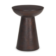 21" Redwood Solid Wood Round Pedestal End Table