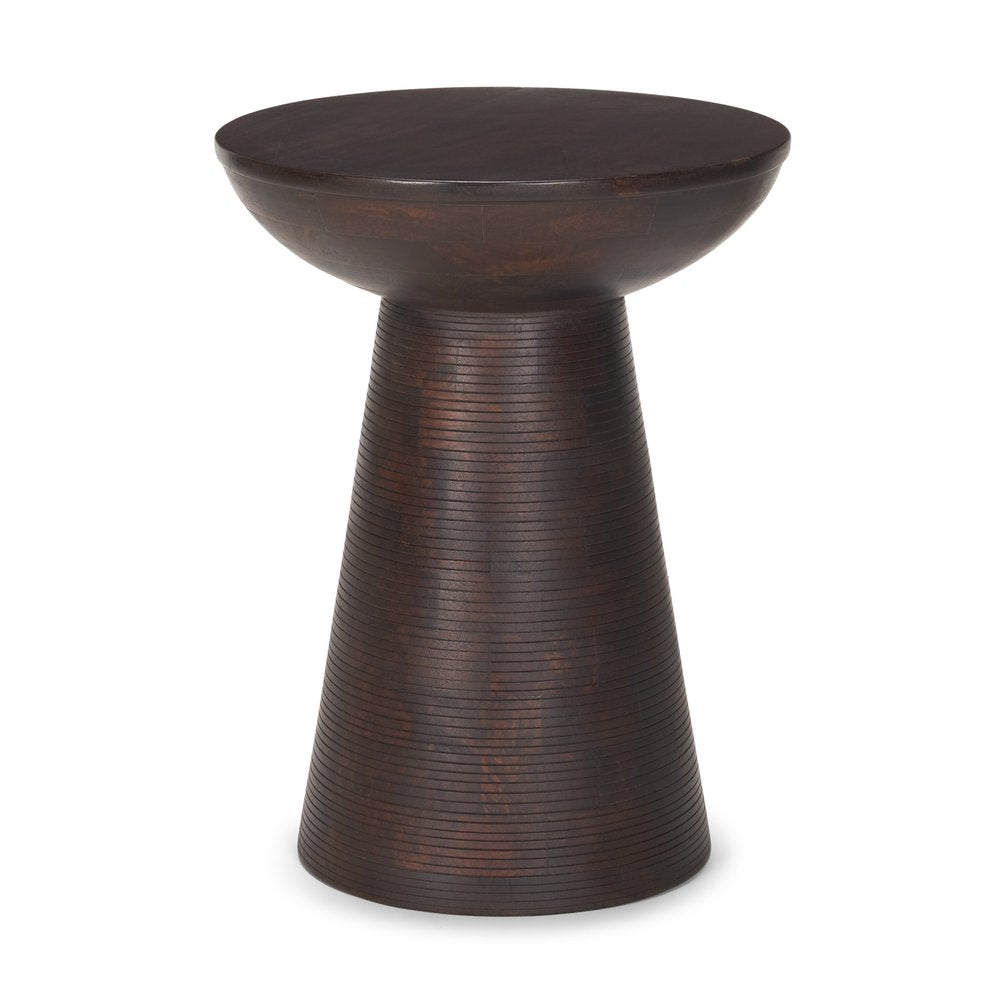 21" Redwood Solid Wood Round Pedestal End Table